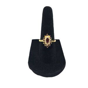 Vintage 18K GE Diamond and Ruby Cocktail Ring  Sz 7